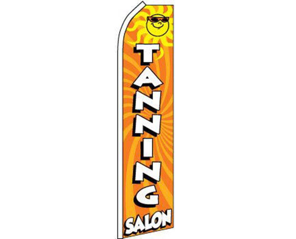 15' Pole 12' Flag Swooper Tanning Salon Red Orange