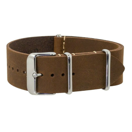Dark Brown Oiled Leather NATO Watchband (18, 20, 22 &