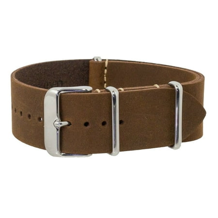 Dark Brown Oiled Leather NATO Watchband (18, 20, 22 & 24mm)