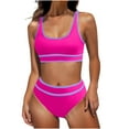 thumbnail image 2 of gbyLJF High Waisted Bikini Sets for Women Beach Sporty Two Piece Swimsuits Solid Color Bathing Suits, 2 of 5