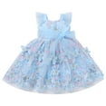 thumbnail image 4 of IBTOM CASTLE Toddler Baby Girls Butterfly Dress Princess Embroidered Flutter Sleeve Pageant Wedding Birthday Party Tulle Tutu Dress 2-3 Years Blue & Purple, 4 of 8