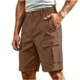 thumbnail image 5 of Men's Hiking Cargo Shorts with Zipper Pockets 7" Lightweight Quick Dry Casual Shorts for Men Golf Work (Brown,M), 5 of 7