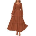 thumbnail image 1 of Vestido largo PRETTYGARDEN para mujer, color marrón primaveral, 1 of 9