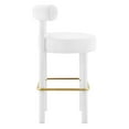 thumbnail image 4 of Bar Stool Chair Barstool, Set of 2, White, Velvet, Pub Cafe Bistro Dining Kitchen Hospitality Restaurant, Modern Contemporary Boutique HB36134, 4 of 11