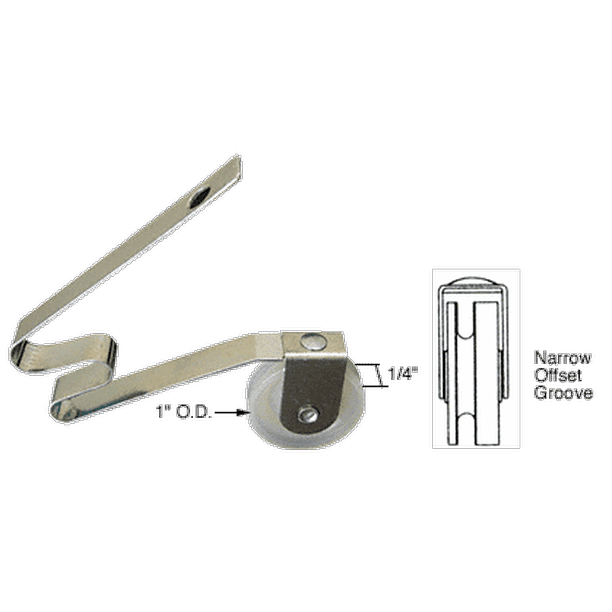 CRL B632 1" Nylon Sliding Screen Door Spring Tension Roller with Offset