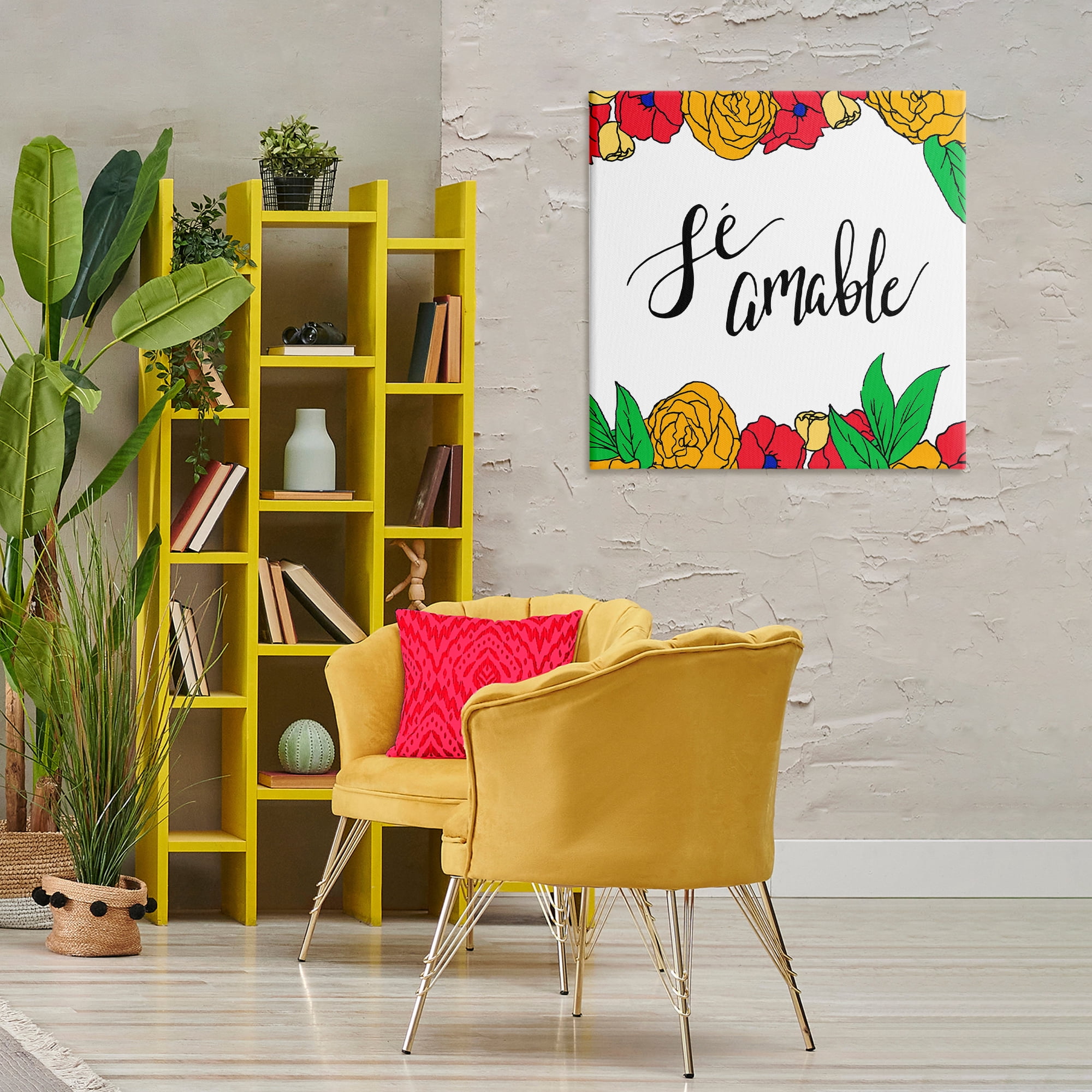 Stupell Industries Sé Amable Florales Tropicales Inspirational Quotes & Sayings Painting Wrapped Canvas Art Print Wall Art, 30 x 30