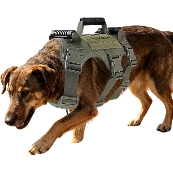 Dog Harness for Medium to Large Dogs, Heavy Duty No Pull Dog Harness with 3 Handles & 3 D-Rings, Adjustable Reflective Vest for Walking Training Green