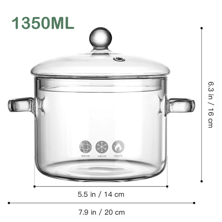 Glass Saucepan with Cover Stovetop Cooking Pot with Lid and Handles High  Borosilicate Glass Cookware Pot 