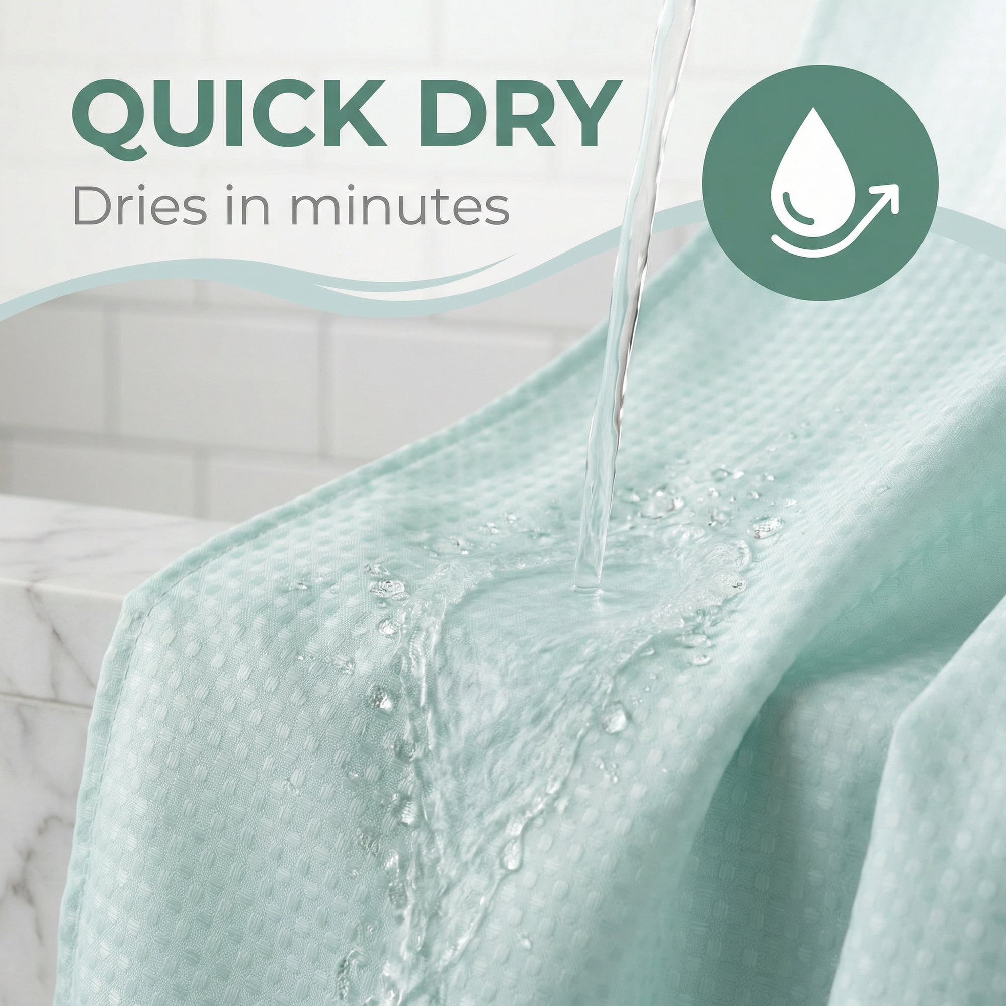 Unique Bargains Waffle Weave Shower Curtain with Excellent Drape Mint Green 71"W x 71"L