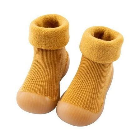 

QWZNDZGR Baby Shoes Newborn 6 9 12 18 Months Cute Plus Velvet Anti-Slip Baby Girl Shoes 2 3 4 Yrs Knit Toddler Boy Shoe Winter Kids Boots