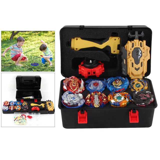 8x Burst Wrestling Gyro y lanzador Plástico Metal Funsion Burst Gyro Playset de almacenamiento Yotijar Juego superior de batalla de aleación
