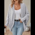 thumbnail image 4 of Suéter Cárdigan Extragrande de Punto Suave para Mujer con Bolsillos Gris M, 4 of 9