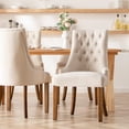 thumbnail image 4 of Colamy Button-Tufted Upholstered Fabric Dining Chairs with Wood Legs for Living Room, Kitchen set of 2, Beige, 4 of 9