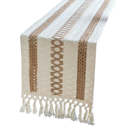 

wirlsweal Table Runner for Weddings Thanksgiving Table Runner Table Runner with Tassels Boho Style Hollow Design Rustic Farmhouse Decor for Weddings Parties