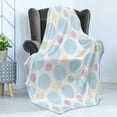 thumbnail image 4 of Seafoam Soft Flannel Fleece Throw Blanket, Colorful Pastel Polka Dots Abstract Arrangement Children Themed Circular Pattern, Cozy Plush for Indoor and Outdoor Use, 70" x 90", Multicolor, by Ambesonne, 4 of 5