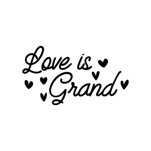 Vinyl Wall Art Decal - Love Is Grand - 14" x 25" - Hearts Trendy Inspirational Cute Valentine Quote Sticker For Couples Home Office Living Room Bedroom Decor