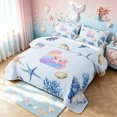 thumbnail image 3 of meiyoeat Axolotl Rainbow Letter L Twin Quilt Set for Girls, Kawaii Ocean Sea Life Twin Coverlet Set, Blue, 2-Piece, 1 Comforter and 1 Pillowcase, 3 of 7