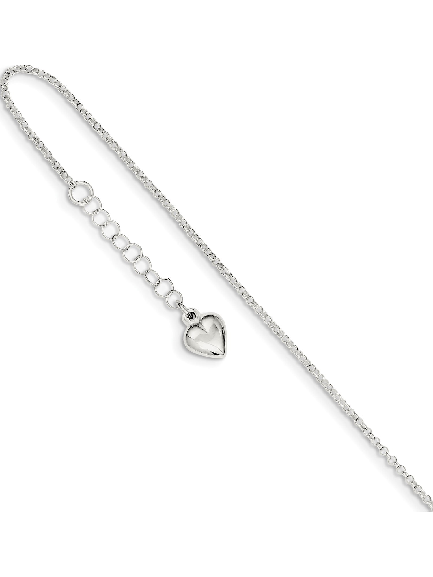 Bonyak Jewelry Sterling Silver Polished 9in w//1in ext Butterfly Anklet