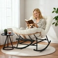 thumbnail image 3 of Papasan Rocking Chair with Foot Rest, Oversized Papasan Chair with Thick Removable Cushion and Metal Frame, Lounge Chairs and PE Rattan Rocker for Patio, Porch, Garden, Lawn, Living Room, 3 of 7