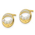thumbnail image 2 of Auriga Fine Jewelry 925 Sterling Silver Gold-tone CZ and Shell Pearl Post Stud Earrings for Women, 2 of 6