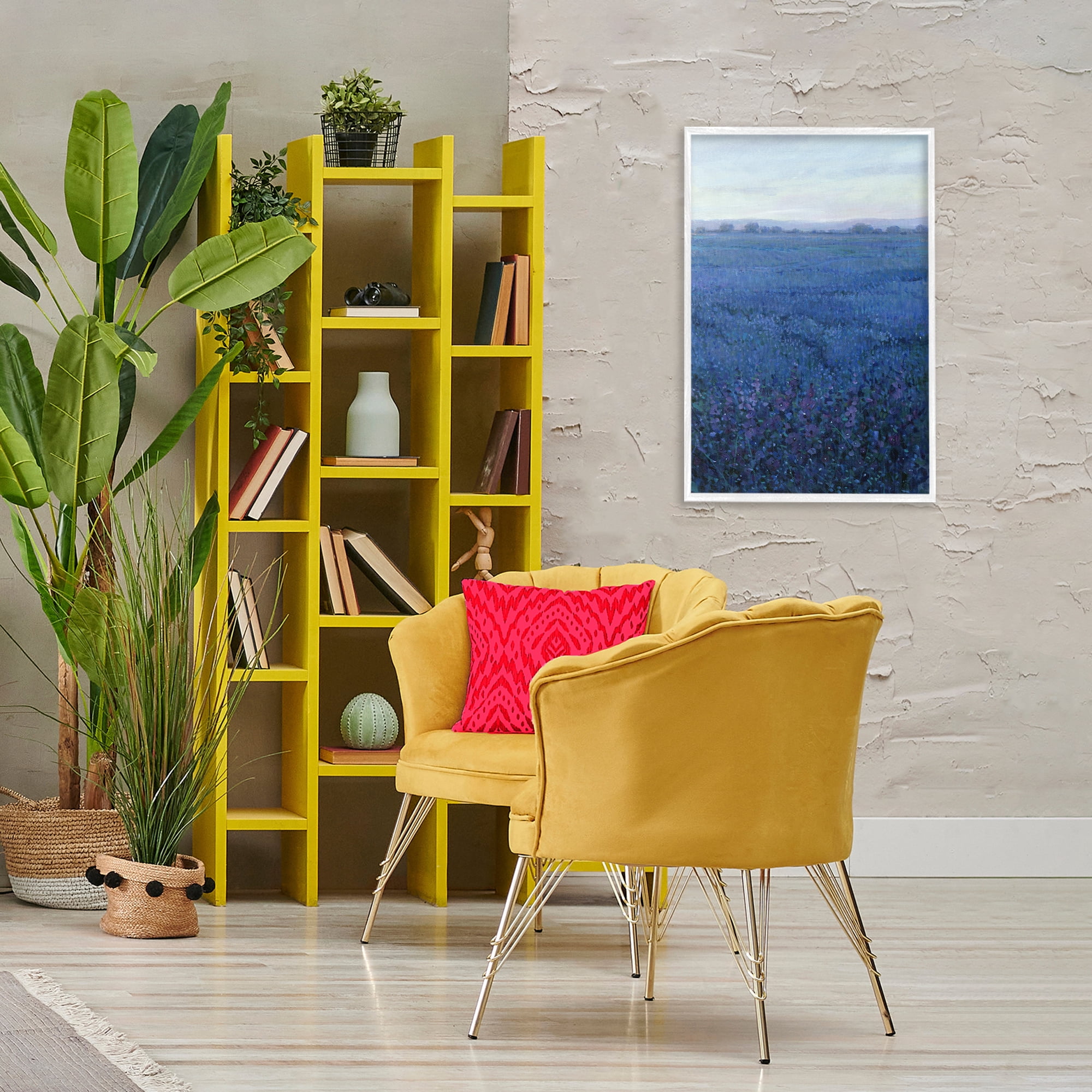 Stupell Industries Vast Blue Fields View Landscape Painting White Framed Art Print Wall Art, 20 x 30