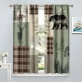 thumbnail image 4 of Rustic Cabin Deer Curtains Farmhouse Mountain Hunting Bear Moose Elk Plaid Checked Forest Happy Holiday Window Treatment Drapes for Home Decor Living Room 21x54in,2 Panel Set, 4 of 6