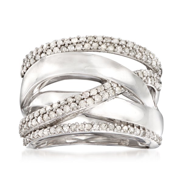 RossSimons 0.75 ct. t.w. Diamond Highway Ring in Sterling Silver