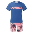 thumbnail image 5 of UVEASISHA Short Sets for Men 2 Piece Outfits Hawaiian Beach Set Tropical Short Sleeve T Shirt and Shorts Blue XXXXL, 5 of 5
