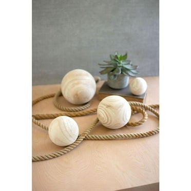 Kalalou Inc Set Of Four Natural Wooden Spheres - One Each Size