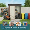 thumbnail image 2 of 5'x3' Outdoor Storage Shed, Galvanized Metal Shed with Lockable Door & Air Vent, Weather-Resistant Shed for Backyard/Patio/Garden/Lawn, Brown, 2 of 7