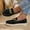 #160-Black, variant on Roncen Women's Metal Chain Accent Wool-like Texture Loafers - Wide Width Autumn Winter Comfort Lift Flat Sole Slip-on Casual Dress Shoes