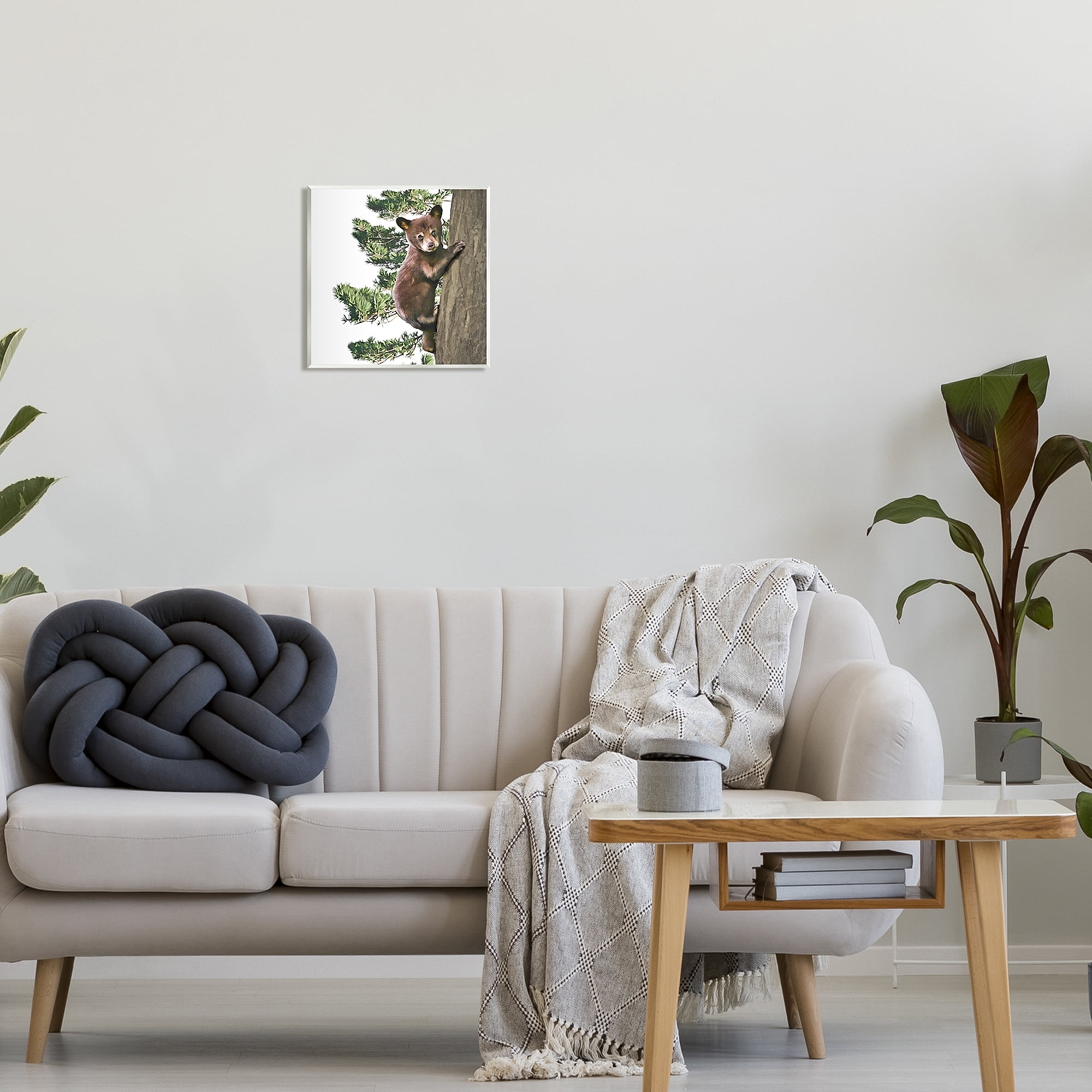 Stupell Bear Cub Climbing Tree Nature Animals & Insects Painting Wall Plaque Unframed Art Print Wall Art