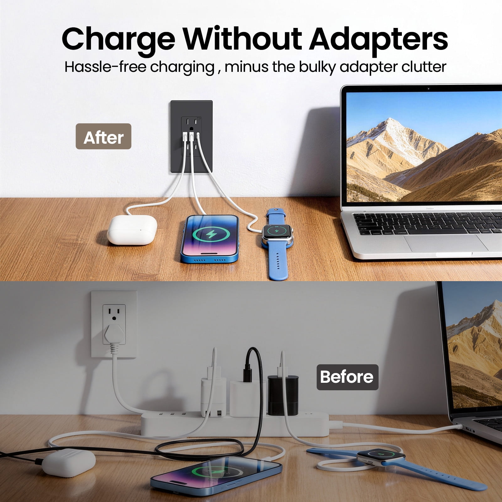 USB Outlets Receptacles, 3 Port USB C Wall Outlet, 30W 6.0A USB Electrical Outlet, 15 Amp Tamper Resistant Outlet with USB C Ports, UL Listed, Wall Plate Included