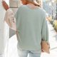 thumbnail image 4 of Mujer Suéter De Cuello Redondo Empalmado Bloques De Color De Moda Transpirable Suéter Femenino Caqui M, 4 of 7