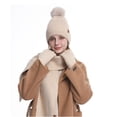 thumbnail image 2 of AINIYS Winter Warm Wool Hat Scarf Gloves Set Double Layered Thick Design Windproof Casual Daily Use Fashion Accessory Ideal Gift for Women Beige Free Size, 2 of 9