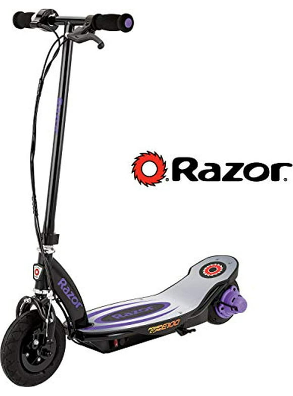 Razor Power Core E100 Electric Scooter with Aluminum Deck - Purple, for Ages 8+ and up to 120 lbs, 8" Pneumatic Front Tire, Up to 11 mph & up to 60 mins of Ride Time, 100W Hub Motor