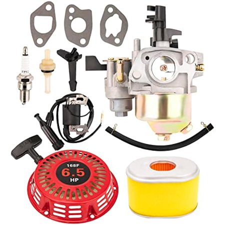 GX160 GX200 Carburetor Carb Compatible with Honda GX120 GX140 GX160 GX200 5HP 5.5HP 6.5 HP Engine Replaces 16100-ZH8-W61, with Ignition and Recoil Starter + Air Filter Tune Up Kit