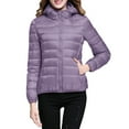thumbnail image 5 of Oksale Packable Puffer Jacket for Women Plus Size Lightweight Full Zip Down Jackets Comfy Solid Color Hooded Winter Coats with Pockets for Going Out Purple M, 5 of 8