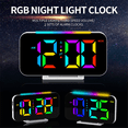 thumbnail image 2 of LED Digital Clock RGB Display Alarm Clock with Ambient Lighting Night Lamp Electronic LED Time Display Desktop Clock-B, 2 of 5