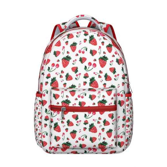 Cherries Print Backpack Adorable Pink Cherry Pattern Students School Bag with Cute Fruit Art, Sweet Candy Design, and Fun Illustration