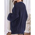 thumbnail image 6 of Women Chunky Knit Cardigan Long Sleeve V Neck Button Up with Pocket Sweater Coat for Fall and Winter Dark Blue XXL, 6 of 8