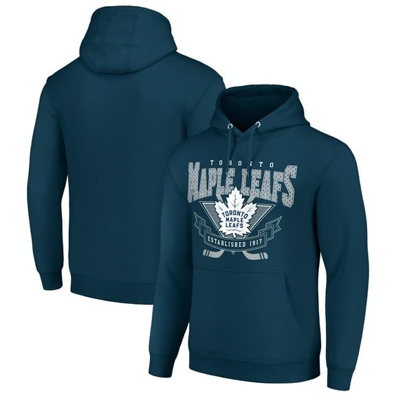 Men's Starter Navy Toronto Maple Leafs Team Logo Graphic Fleece Tri-Blend Pullover Hoodie