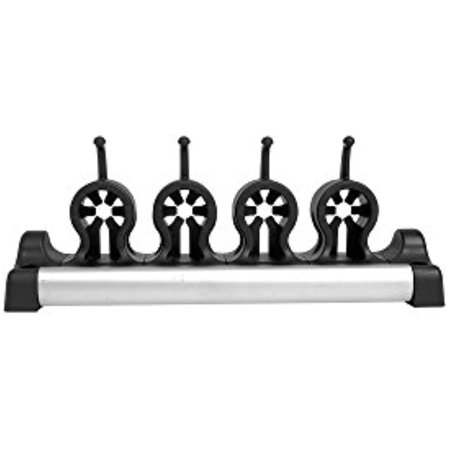 Casabella Grook 13.5" Wall-Mount Broom And Mop Holder, Medium, Black/Silver