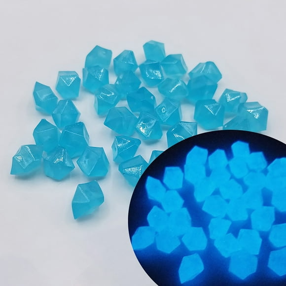 Maplenight 300-Pack Glow Stones - Multicolor Luminous Pebbles for Garden, Aquarium, Pool, Walkway, DIY Decor, Solar-Charged Yard Rock, Non-Toxic Resin Decorations Blue