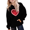 thumbnail image 4 of Girls 3D Heart Hoodie Oversized Valentine's Day Cute Graphic Pullover Sweatshirt for Kids,Size 11-12 T, 4 of 5