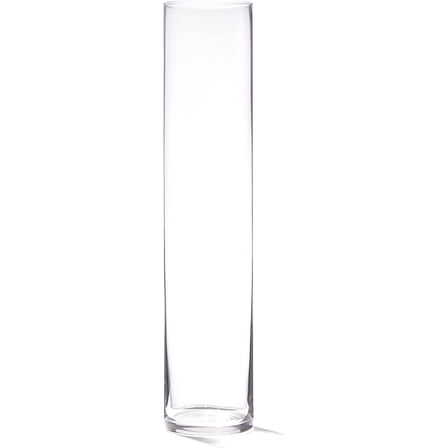 4E's Novelty 16" Cylinder Glass Vase – Elegant Clear Glass Vase for Flowers, Candles & Decor