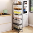 thumbnail image 3 of in Slim Rolling Storage Cart Mobile Shelving Unit with Wheels Metal Wire Storage Shelving Rack with Baskets for Kitchen Bathroom Office Laundry Narrow Piaces, 3 of 8