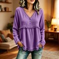 thumbnail image 2 of NominalSnug Tassel Tops for Women Fall Winter Long Sleeve Shirts V Neck Babydoll Loose Fit Blouses, 2 of 6