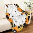 thumbnail image 4 of Halloween Blanket Soft Flannel Lightweight Orange Black Fall Pumpkins Throw Blanket Cozy Warm Thanksgiving Farmhouse Home Party Decor On Living Room Sofa Couch Bed 50x60 inch, 4 of 6