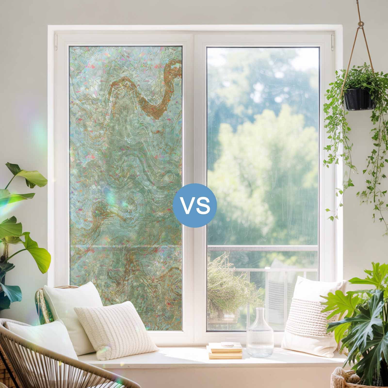 Sage Green Marble Window Privacy Film Stain Glass,Reusable Decorative Rainbow Window Film,Contemporary Abstract Fluid Art Static Cling Sun Blocking Stickers Decals Covers 23.6" x 78.7" (2pcs)